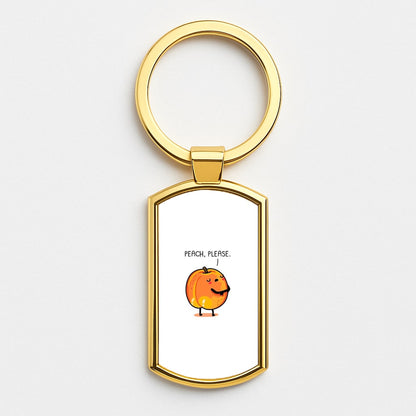 Peach, Please - Funny Pun Gold Keyring