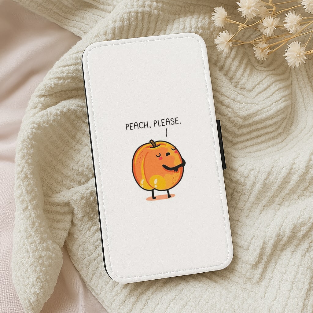 Peach, Please - Funny Pun Flip Wallet Phone Case