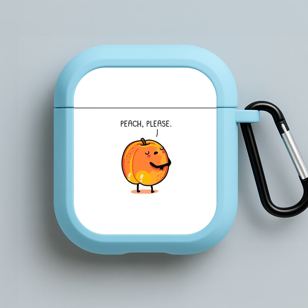 Peach, Please - Funny Pun Blue AirPods Case