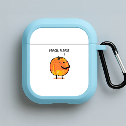 Peach, Please - Funny Pun Blue AirPods Case