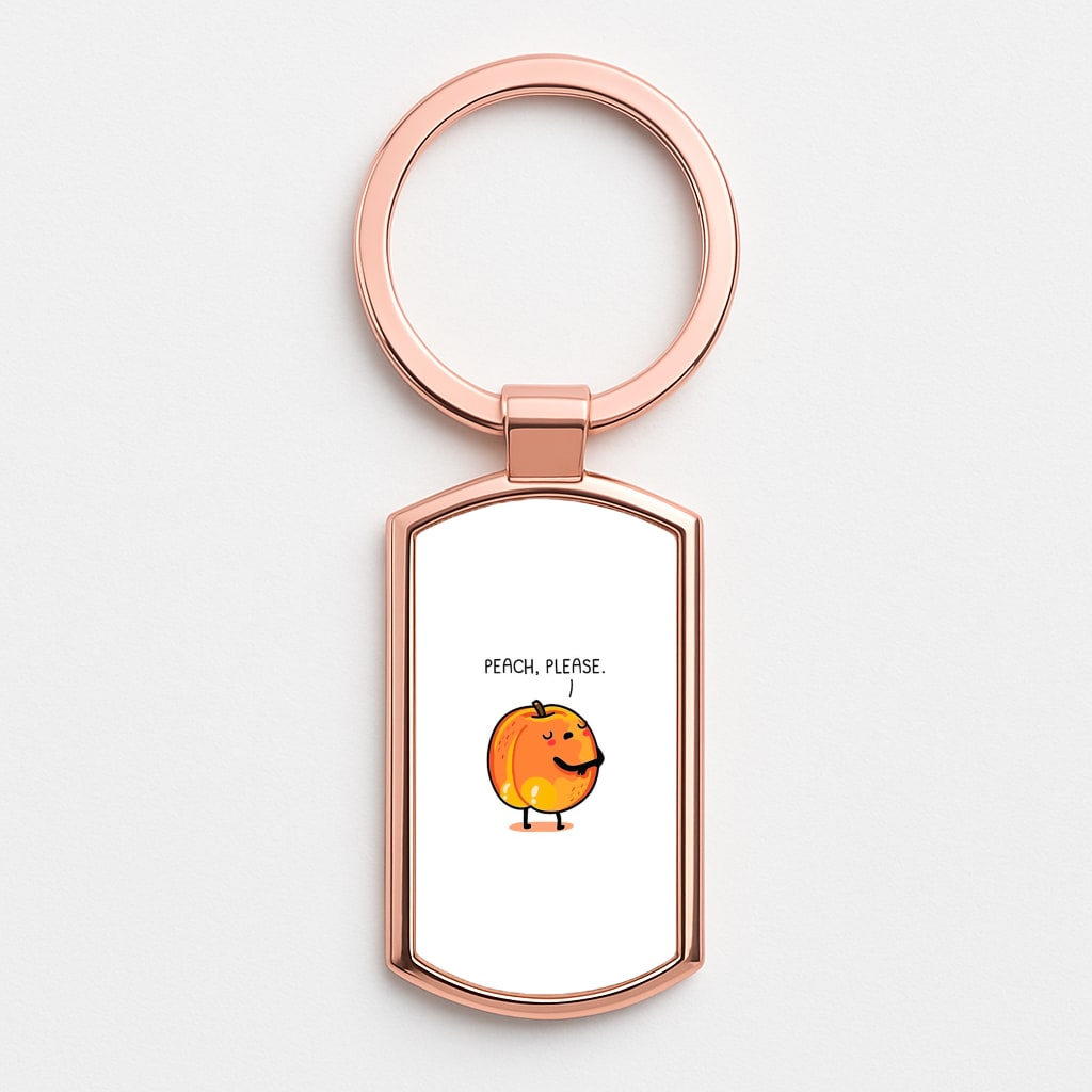 Peach, Please - Funny Pun Rose Gold Keyring