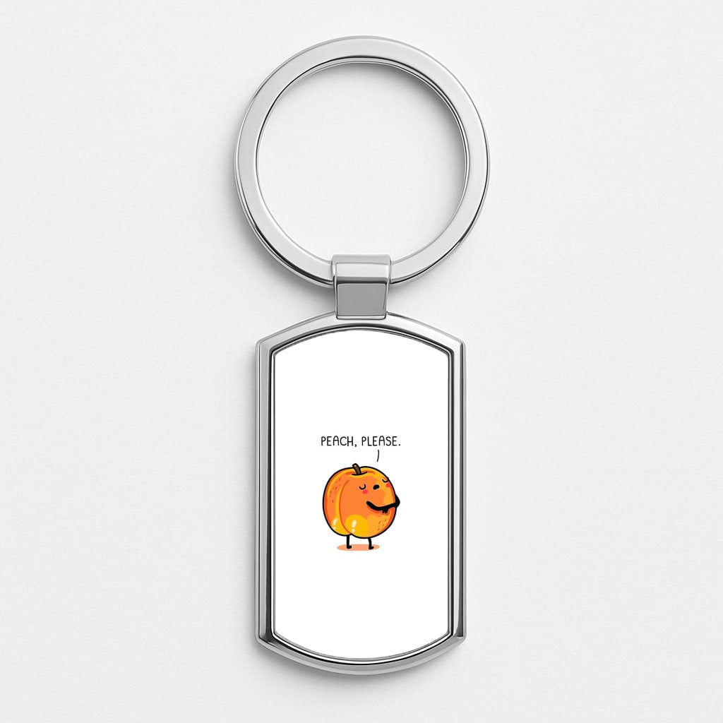 Peach, Please - Funny Pun Silver Keyring