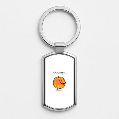 Peach, Please - Funny Pun Silver Keyring