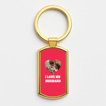 I Love My Husband - Personalised Couples Gold Keyring