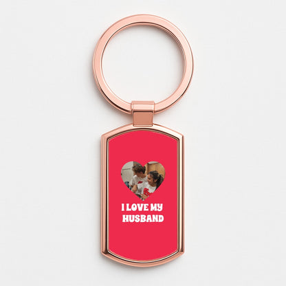 I Love My Husband - Personalised Couples Rose Gold Keyring