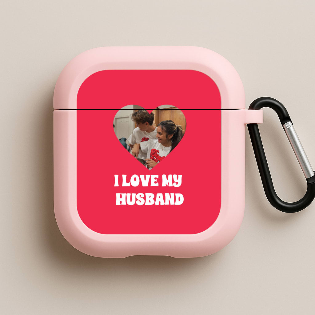I Love My Husband - Personalised Couples Pink AirPods Case