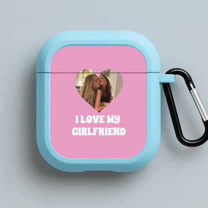 I Love My Girlfriend - Personalised Couples Blue AirPods Case