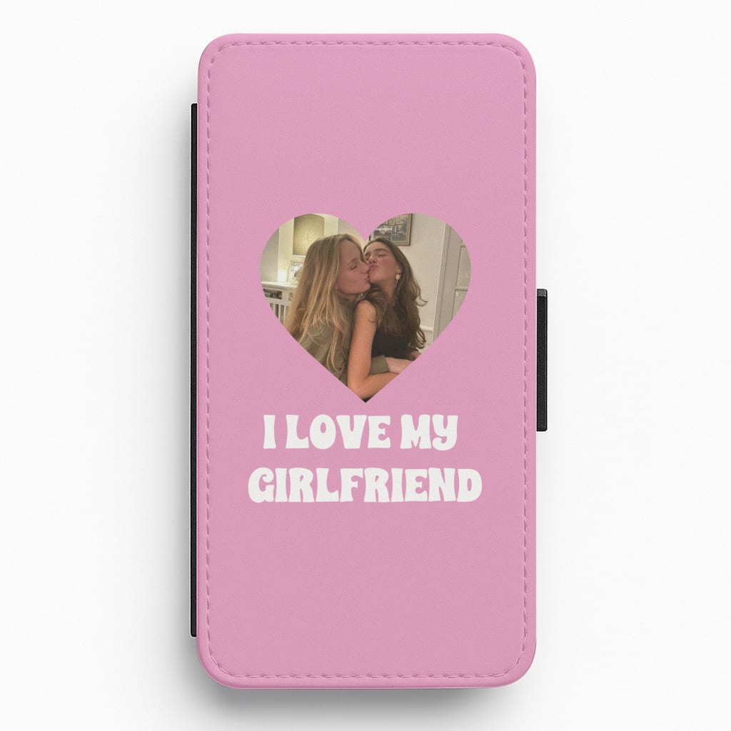 I Love My Girlfriend - Personalised Couples Flip / Wallet Phone Case