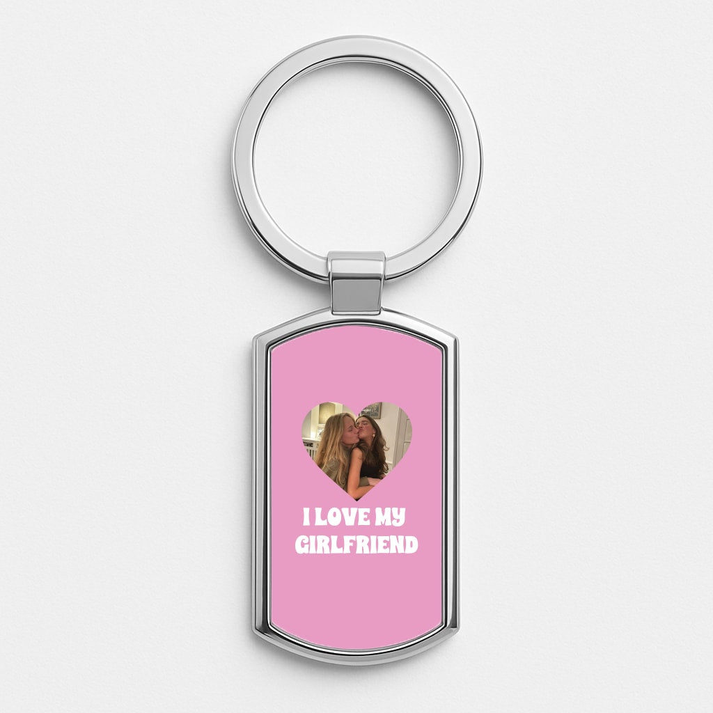 I Love My Girlfriend - Personalised Couples Silver Keyring