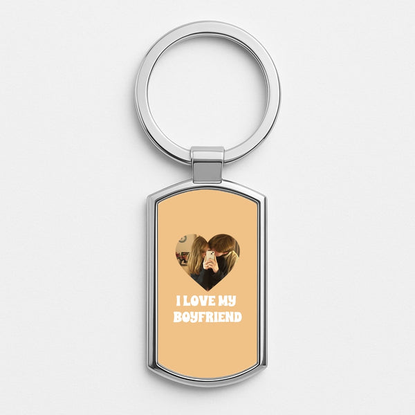 I Love My Boyfriend - Personalised Couples Silver Keyring