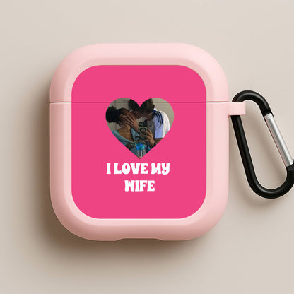 I Love My Wife - Personalised Couples Pink AirPods Case