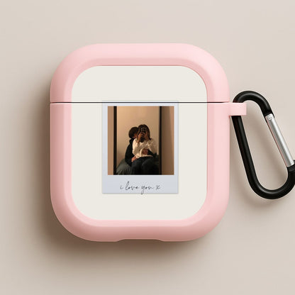 I Love You Polaroid - Personalised Couples Pink AirPods Case
