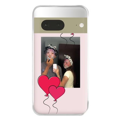 Heart Balloons - Personalised Couples Phone Case for Google Pixel 7a