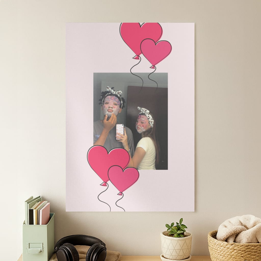 Heart Balloons - Personalised Couples Poster
