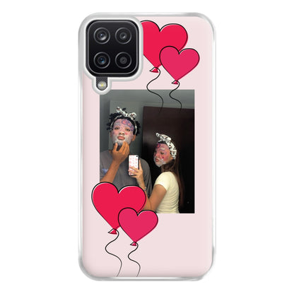 Heart Balloons - Personalised Couples Phone Case for Galaxy A12