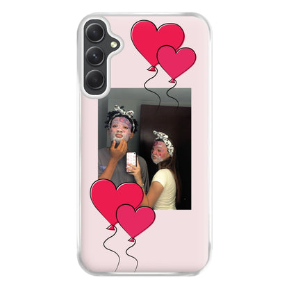 Heart Balloons - Personalised Couples Phone Case for Galaxy A14