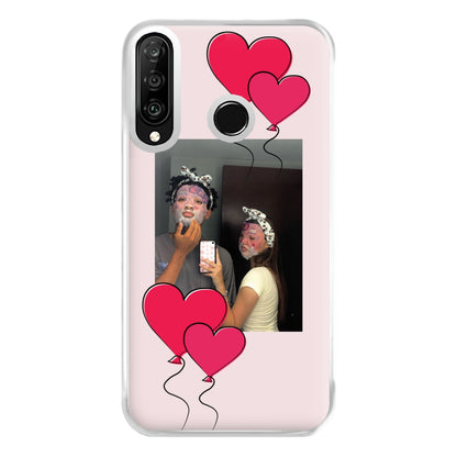 Heart Balloons - Personalised Couples Phone Case for Huawei P30 Lite