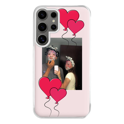 Heart Balloons - Personalised Couples Phone Case for Galaxy S24 Ultra