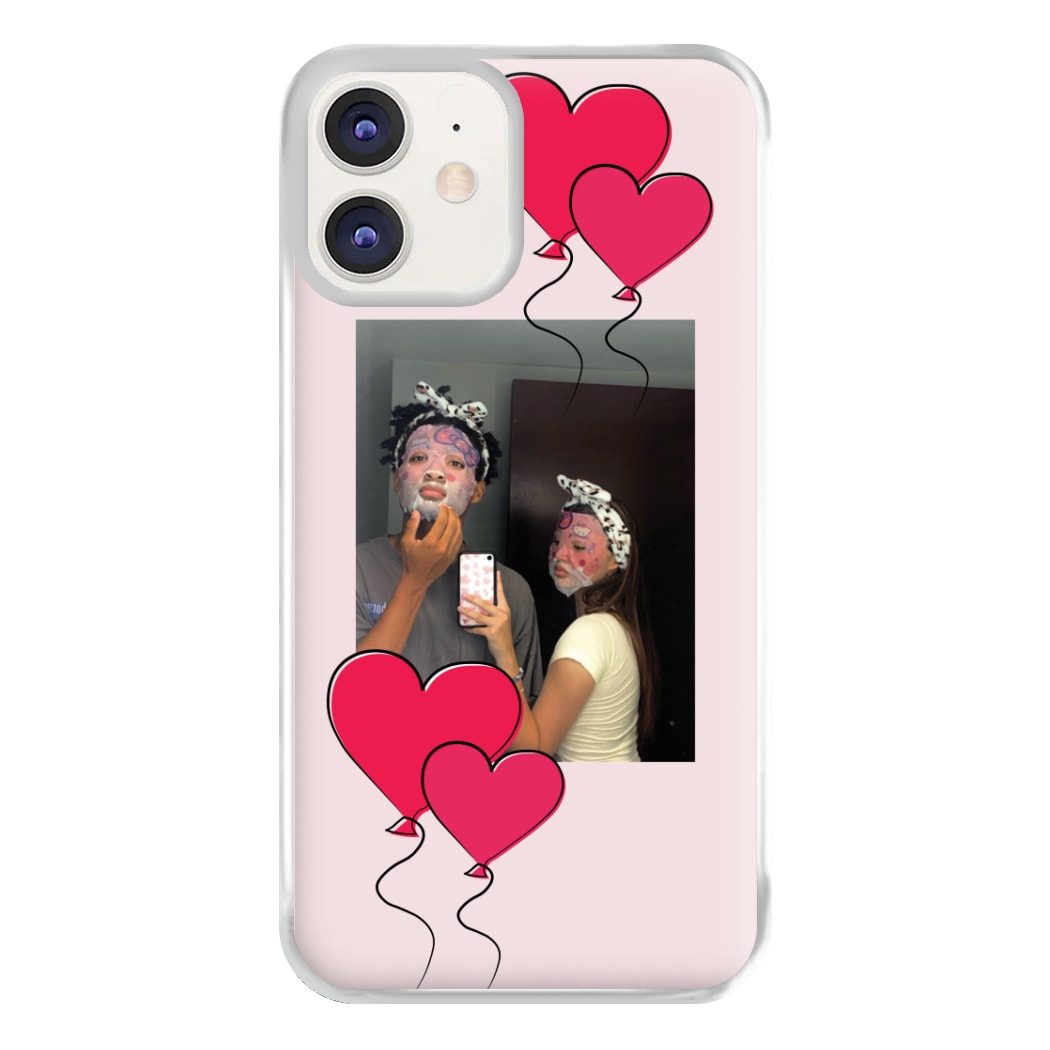 Heart Balloons - Personalised Couples Phone Case for iPhone 12 / 12 Pro