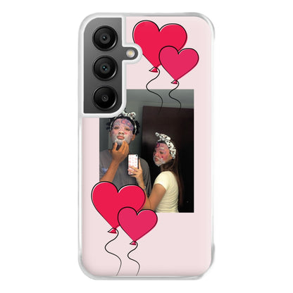 Heart Balloons - Personalised Couples Phone Case for Galaxy A55