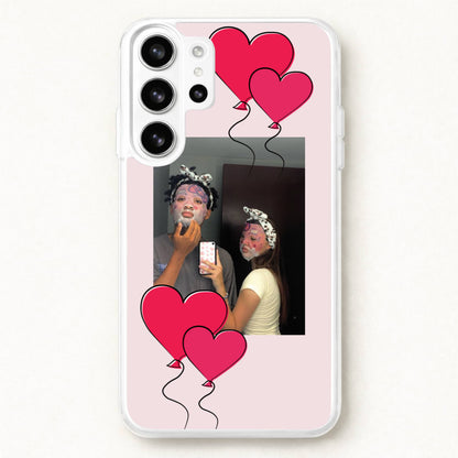 Heart Balloons - Personalised Couples Phone Case for Galaxy S26 Ultra