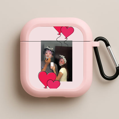 Heart Balloons - Personalised Couples Pink AirPods Case