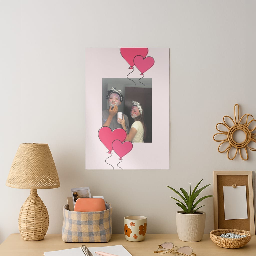 Heart Balloons - Personalised Couples Art Print