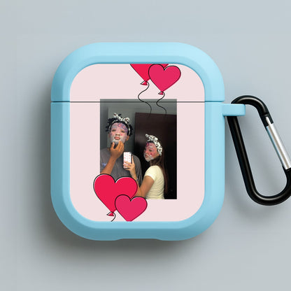 Heart Balloons - Personalised Couples Blue AirPods Case