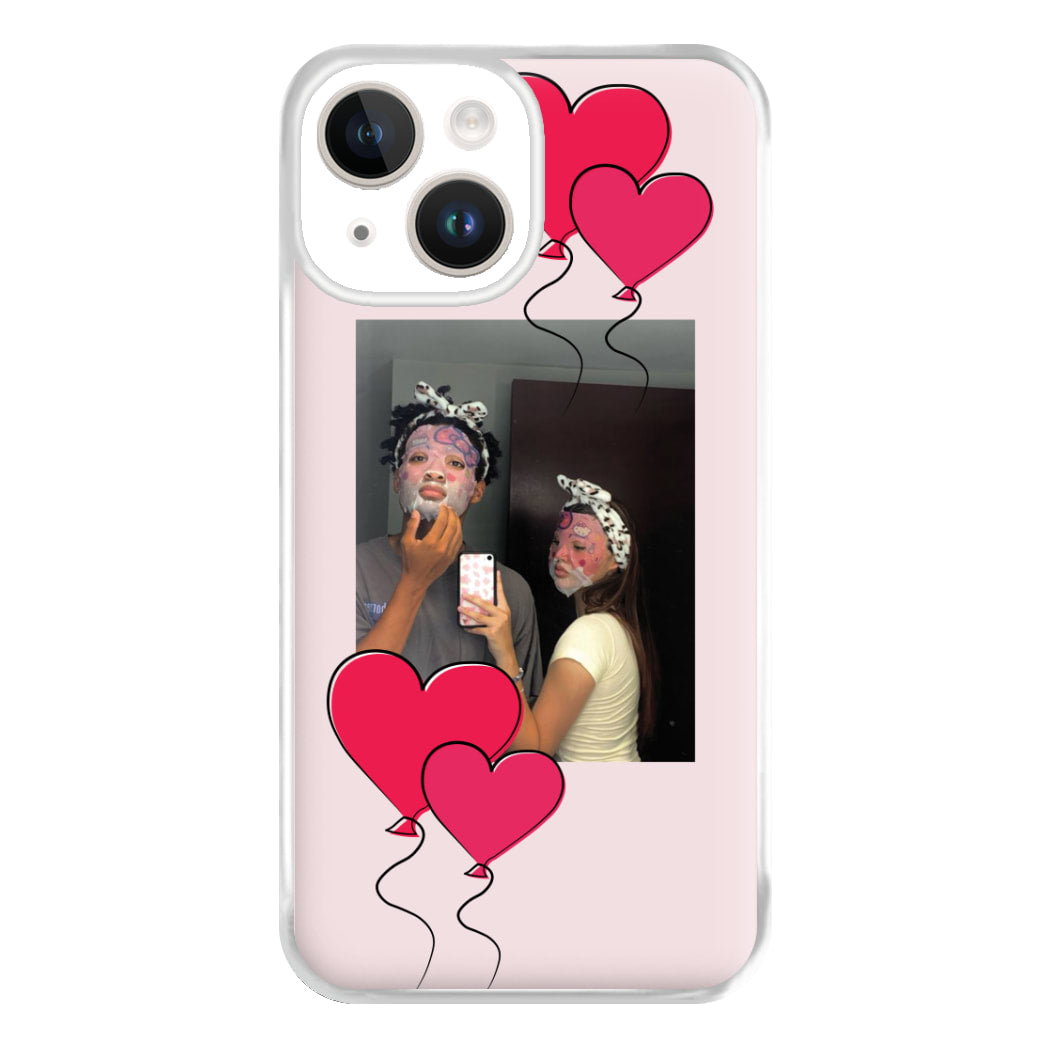 Heart Balloons - Personalised Couples Phone Case for iPhone 14