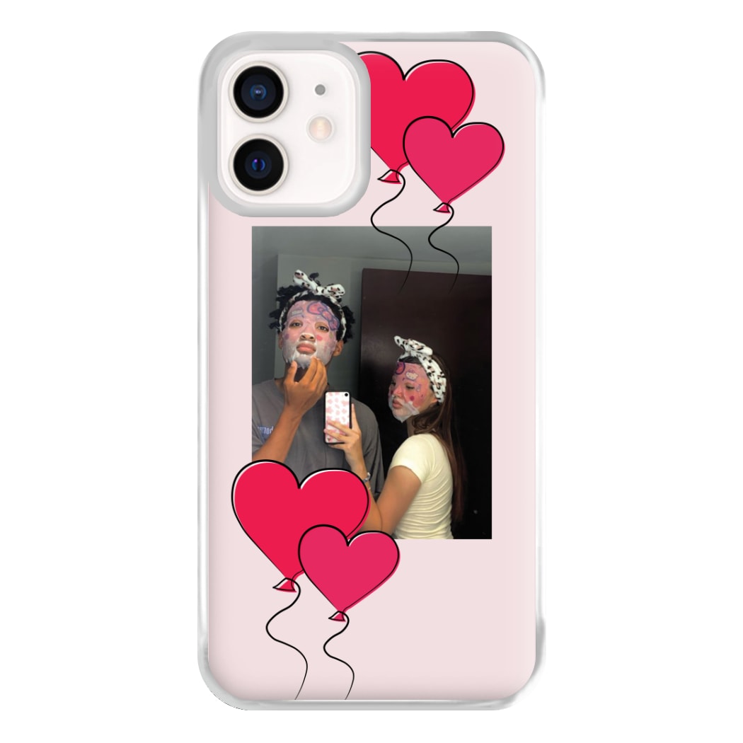 Heart Balloons - Personalised Couples Phone Case for iPhone 12 Mini