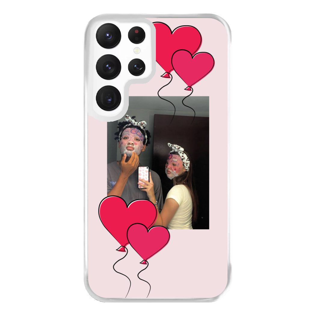 Heart Balloons - Personalised Couples Phone Case for Galaxy S22 Ultra