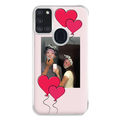 Heart Balloons - Personalised Couples Phone Case for Galaxy A21s