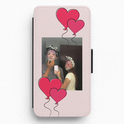 Heart Balloons - Personalised Couples Flip / Wallet Phone Case