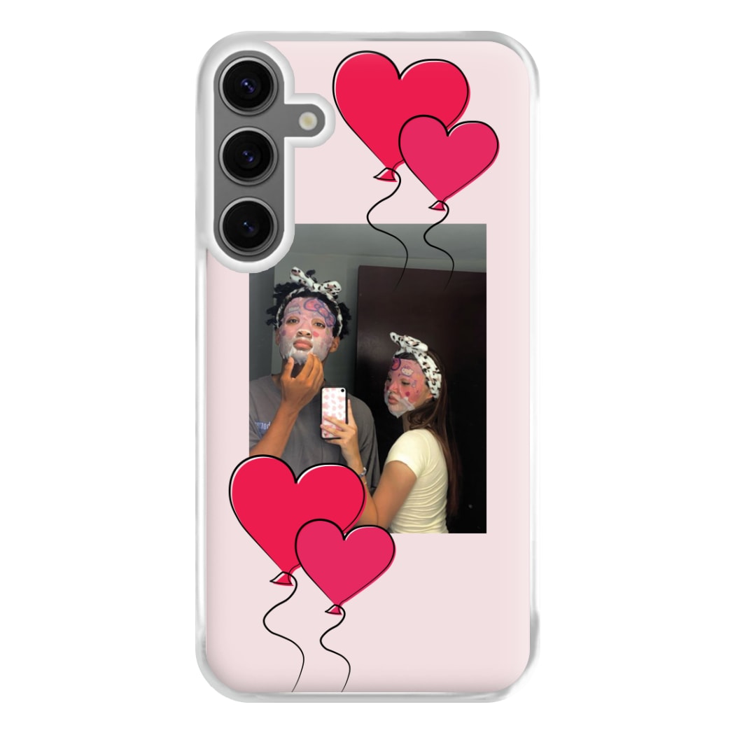 Heart Balloons - Personalised Couples Phone Case for Galaxy S24FE