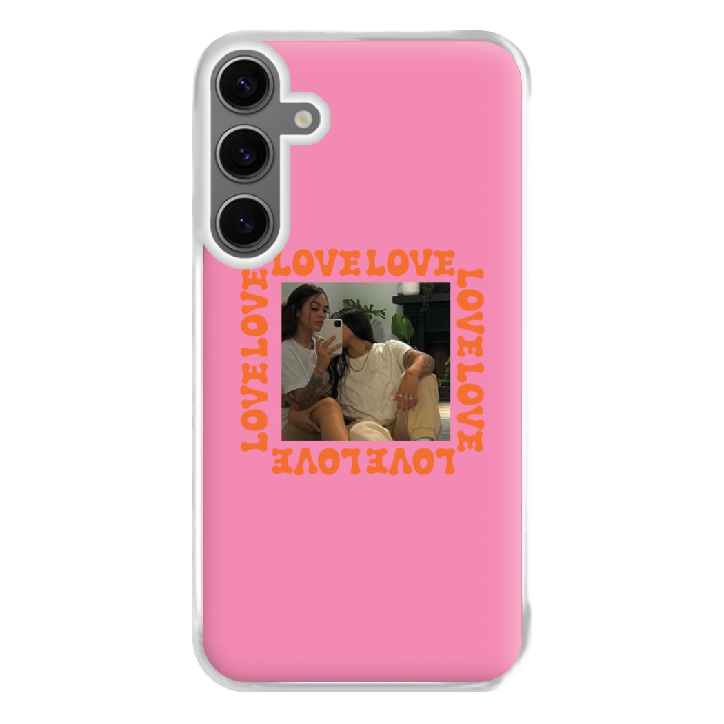 Love, Love, Love - Personalised Couples Phone Case for Galaxy S24FE