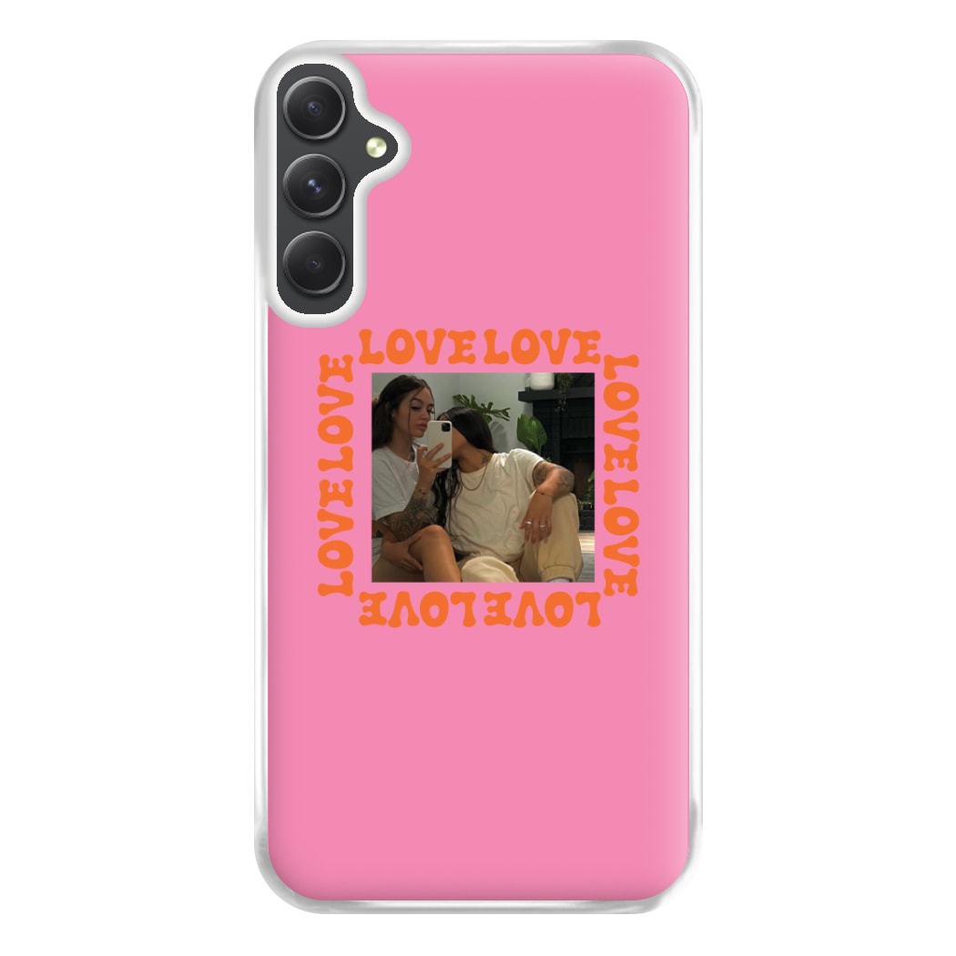 Love, Love, Love - Personalised Couples Phone Case for Galaxy A34