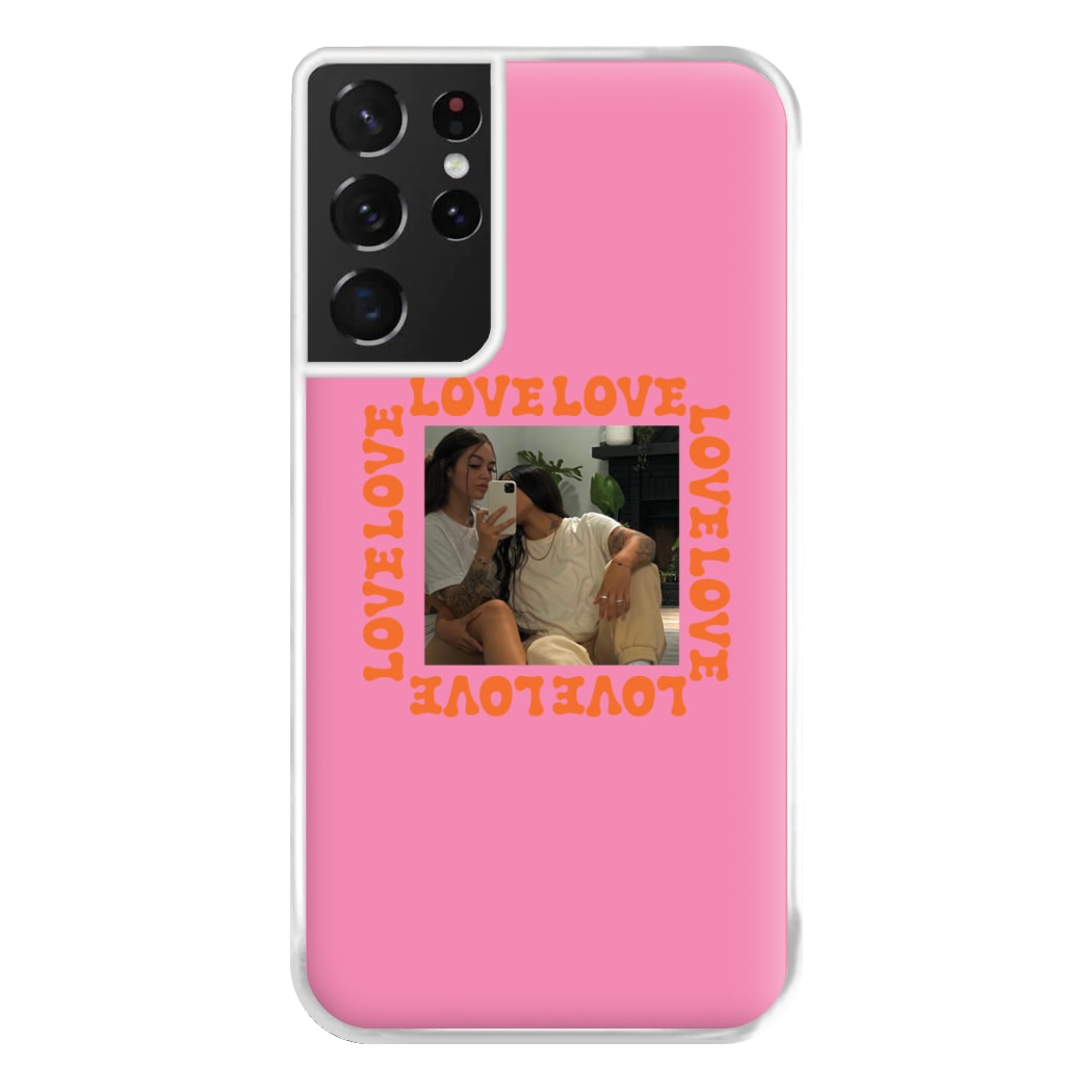 Love, Love, Love - Personalised Couples Phone Case for Galaxy S21 Ultra