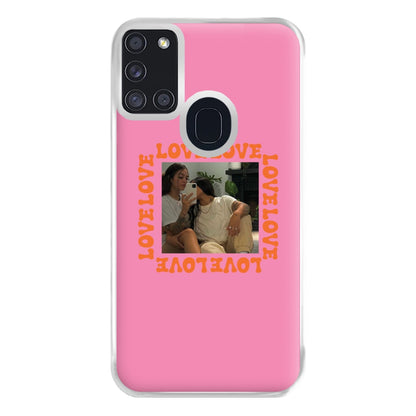 Love, Love, Love - Personalised Couples Phone Case for Galaxy A21s