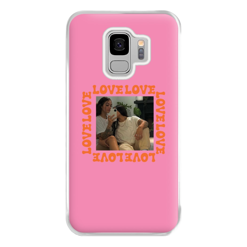 Love, Love, Love - Personalised Couples Phone Case for Galaxy S9 Plus