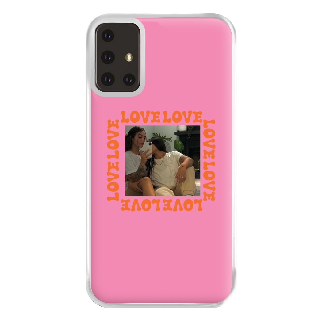 Love, Love, Love - Personalised Couples Phone Case for Galaxy A71