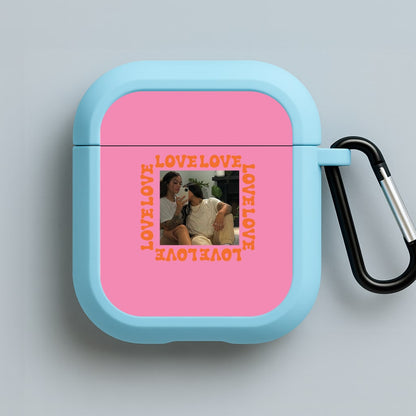 Love, Love, Love - Personalised Couples Blue AirPods Case