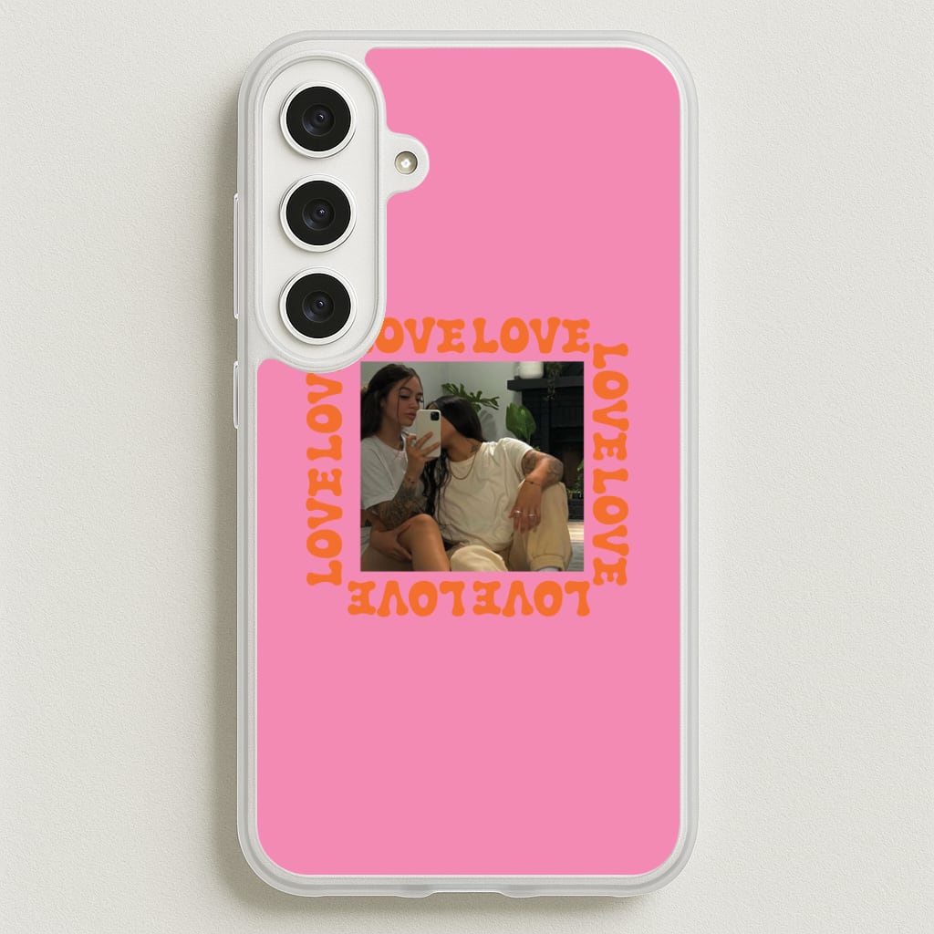 Love, Love, Love - Personalised Couples Phone Case for Galaxy S25FE
