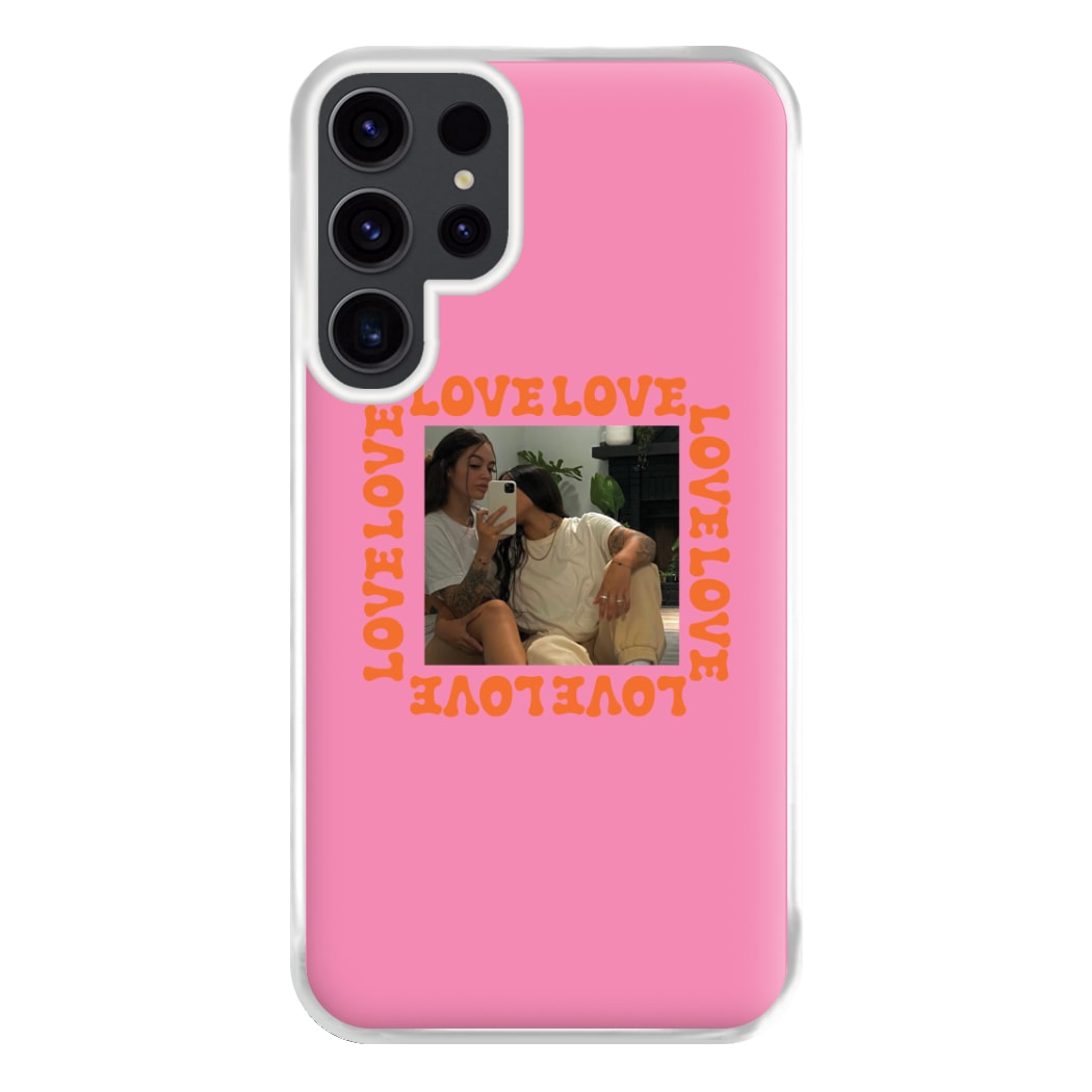 Love, Love, Love - Personalised Couples Phone Case for Galaxy S23 Ultra