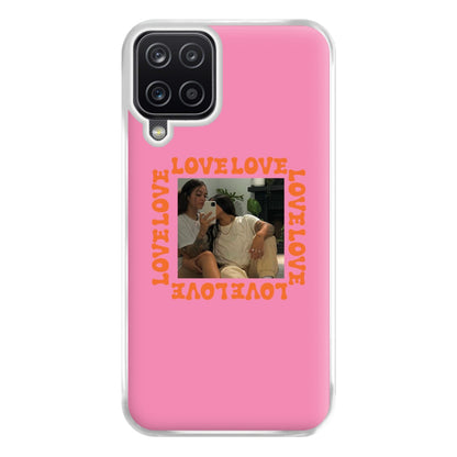 Love, Love, Love - Personalised Couples Phone Case for Galaxy A12