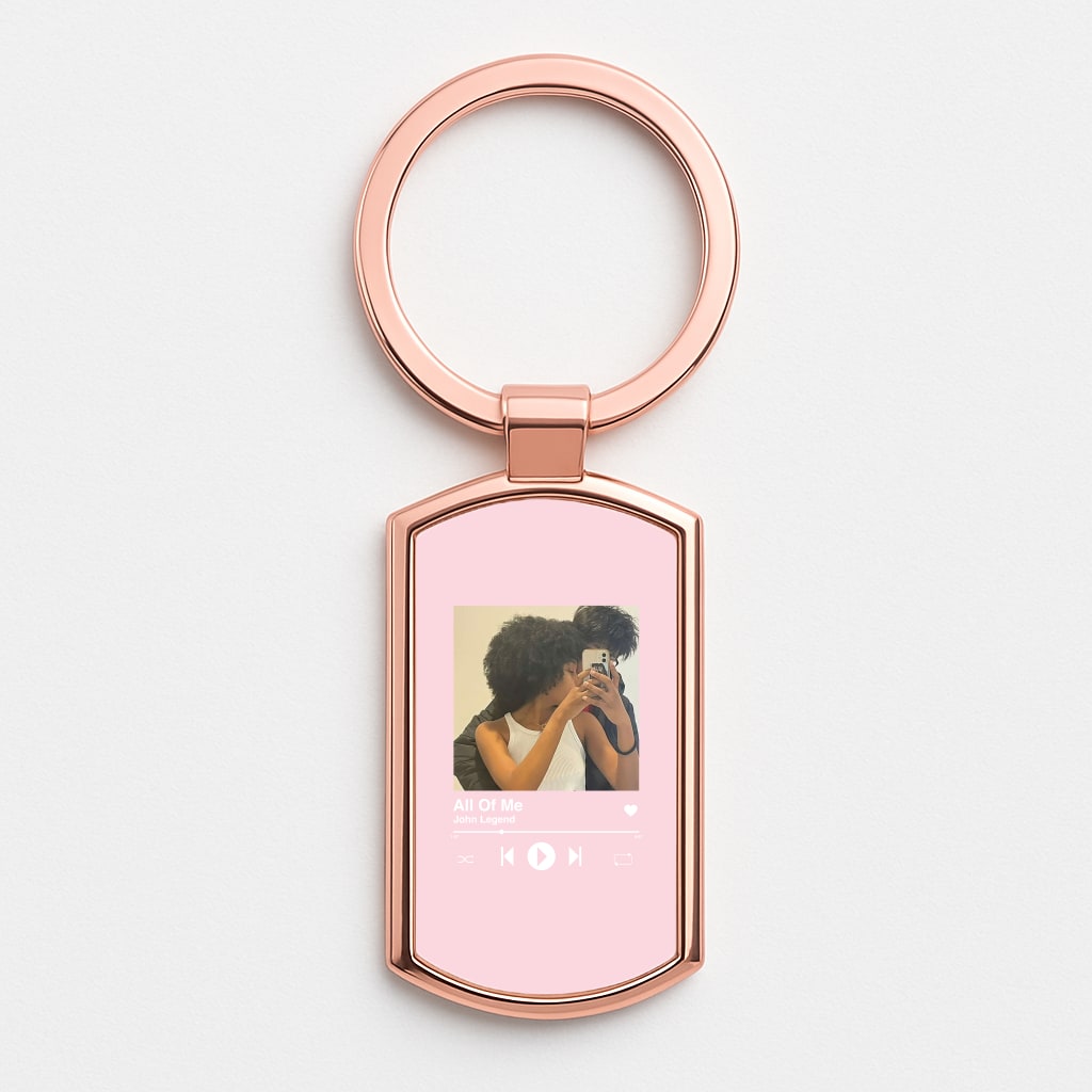 Album Cover - Personalised Couples Rose Gold Keyring
