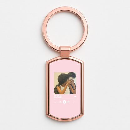 Album Cover - Personalised Couples Rose Gold Keyring