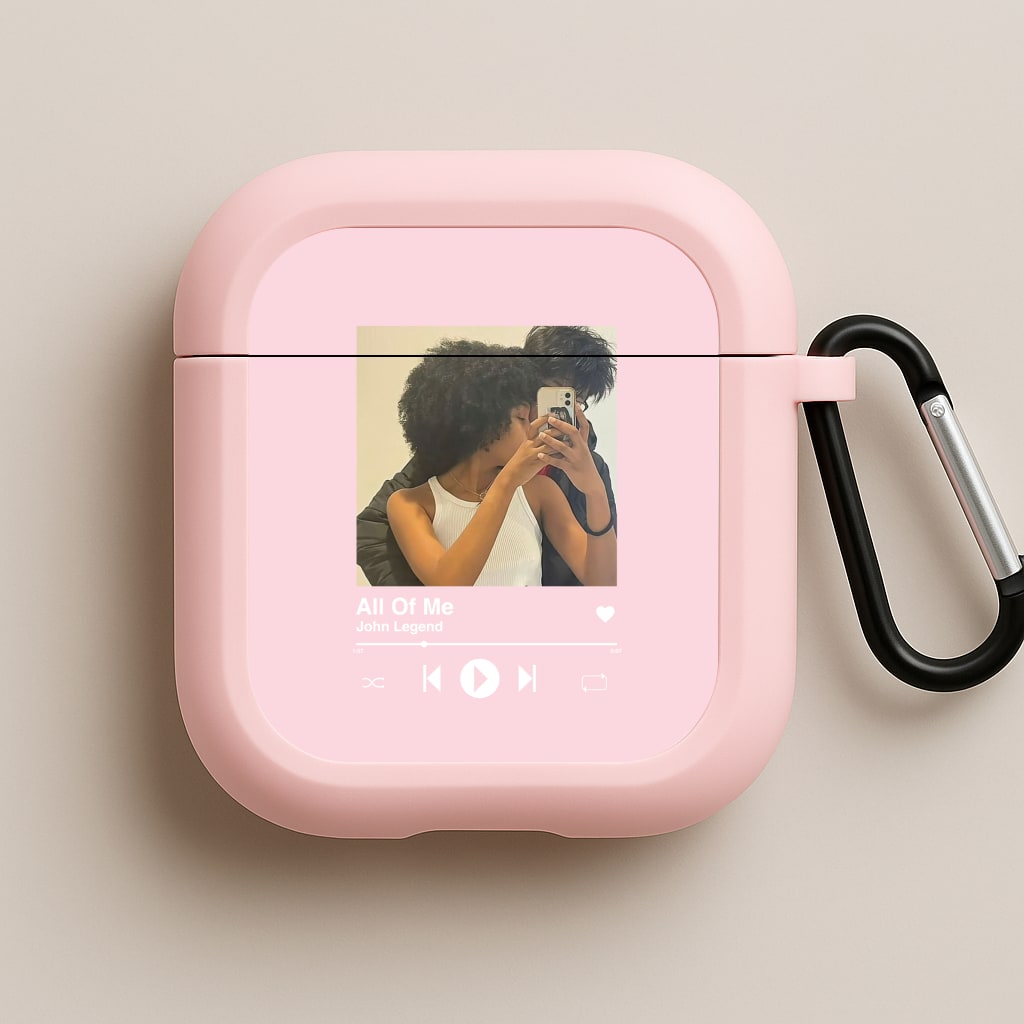 Album Cover - Personalised Couples Pink AirPods Case