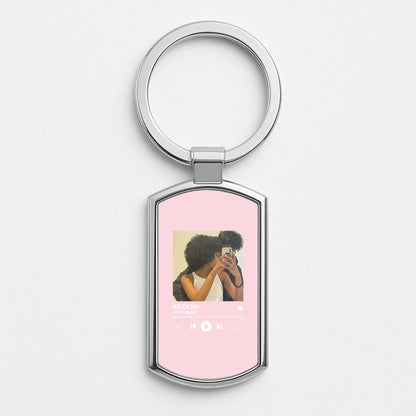 Album Cover - Personalised Couples Silver Keyring