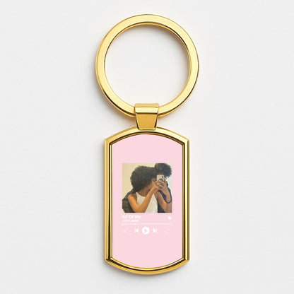 Album Cover - Personalised Couples Gold Keyring