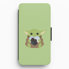 Baby Yoda - Personalised Couples Flip / Wallet Phone Case